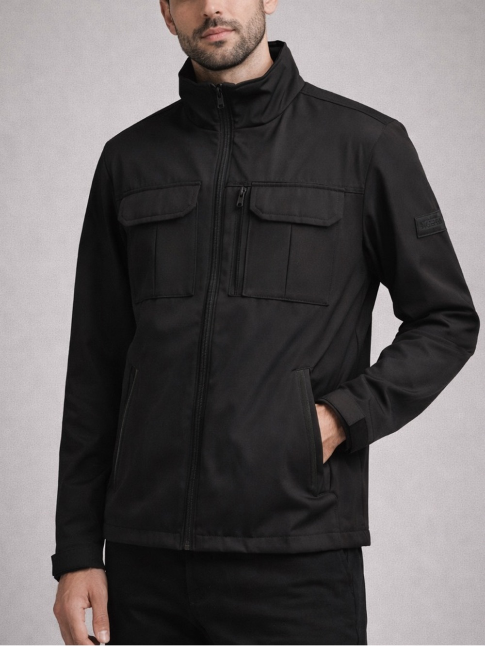 Jack & Jones Utility Jacket Black Water Repellent Windproof Men’s M - Picture 2 of 14